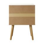 Oikiture 2X Bedside Tables with Leather Handle White - Image 4
