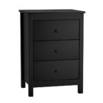 Oikiture Bedside Table 3 Drawers Hamptons Furniture Black