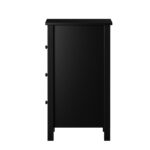 Oikiture Bedside Table 3 Drawers Hamptons Furniture Black - Image 7