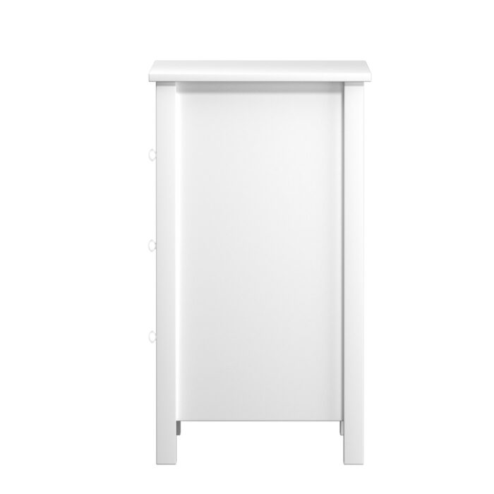 Oikiture Bedside Table 3 Drawers Hamptons Furniture White - Image 2