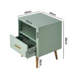 Oikiture 2x Bedside Table 1 Drawer Open Shelf Nightstand Green - Image 9