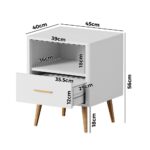 Oikiture 2x Bedside Table 1 Drawer Open Shelf Nightstand White - Image 2