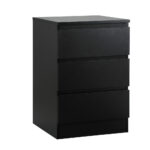 Oikiture Bedside Table 3 Drawers Storage Cabinet Black