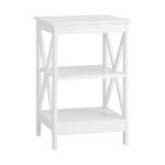 Oikiture Side Table 3-tier Shelf X-Structured Sides White