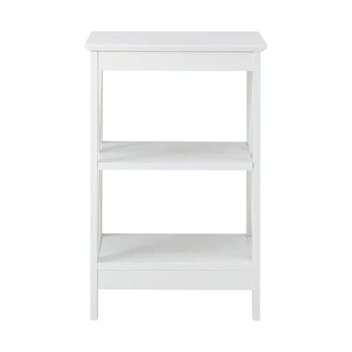 Oikiture 2x Side Table Coffee Bedside Sofa Storage 3-tier Shelf White - Image 2