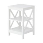 Oikiture 2x Side Table Coffee Bedside Sofa Storage 3-tier Shelf White - Image 5