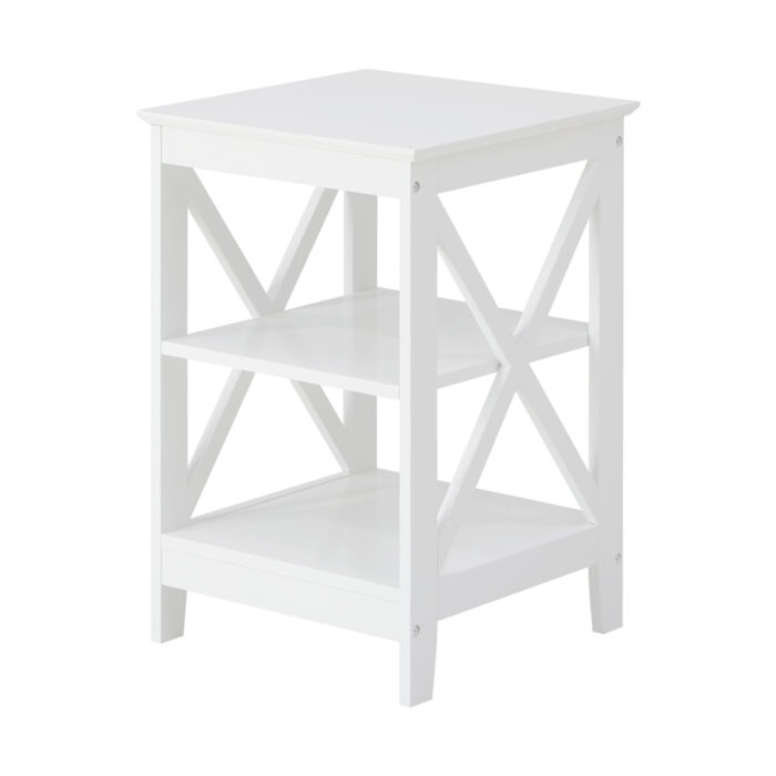 Oikiture 2x Side Table Coffee Bedside Sofa Storage 3-tier Shelf White - Image 5