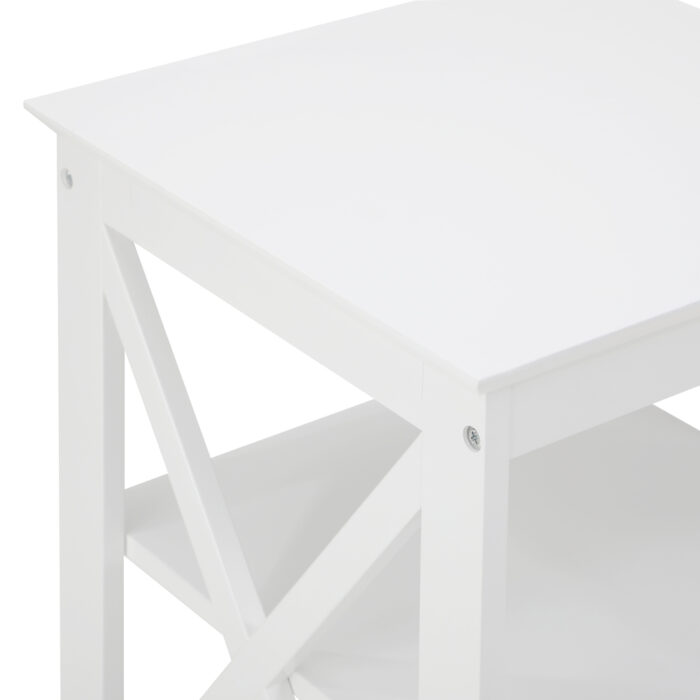 Oikiture 2x Side Table Coffee Bedside Sofa Storage 3-tier Shelf White - Image 9