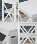 Oikiture 2x Side Table Coffee Bedside Sofa Storage 3-tier Shelf White - Image 6