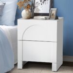 Oikiture Bedside Table 2 Drawers Side Table White - Image 9