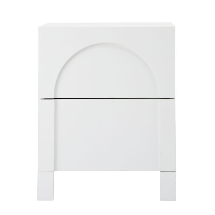 Oikiture Bedside Table 2 Drawers Side Table White - Image 8