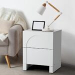 Oikiture Bedside Table 2 Drawers Side Table White - Image 2