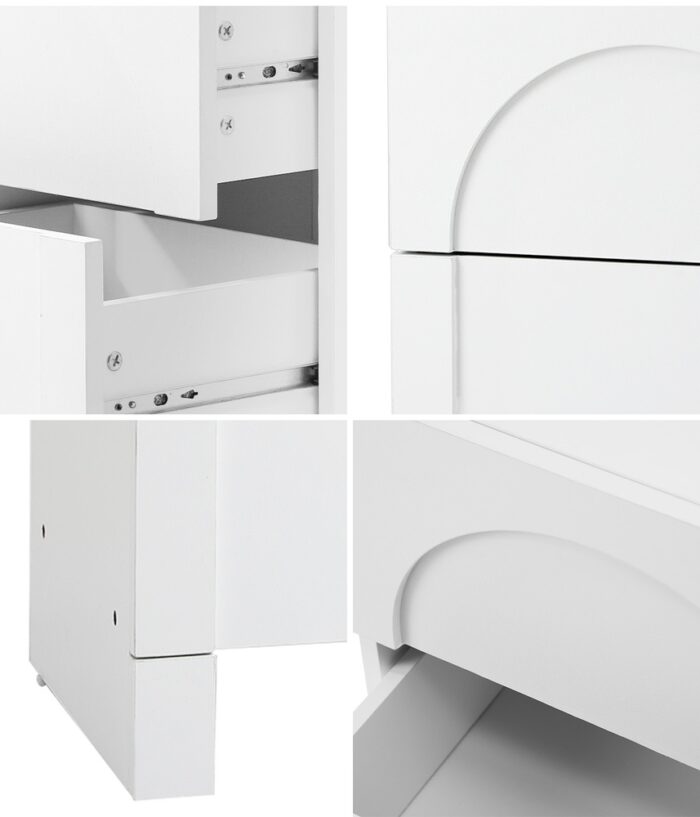 Oikiture Bedside Table 2 Drawers Side Table White - Image 4