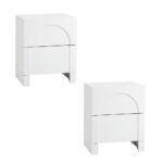 Oikiture 2X Bedside Table 2 Drawers Side Table White