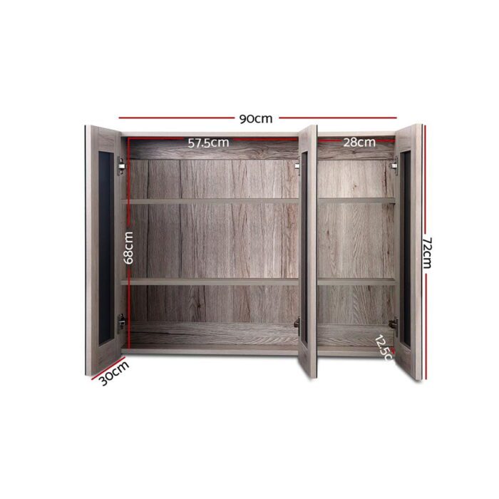 Cefito Bathroom Mirror Cabinet 900x720mm Oak - Image 2