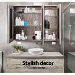 Cefito Bathroom Mirror Cabinet 900x720mm Oak - Image 5