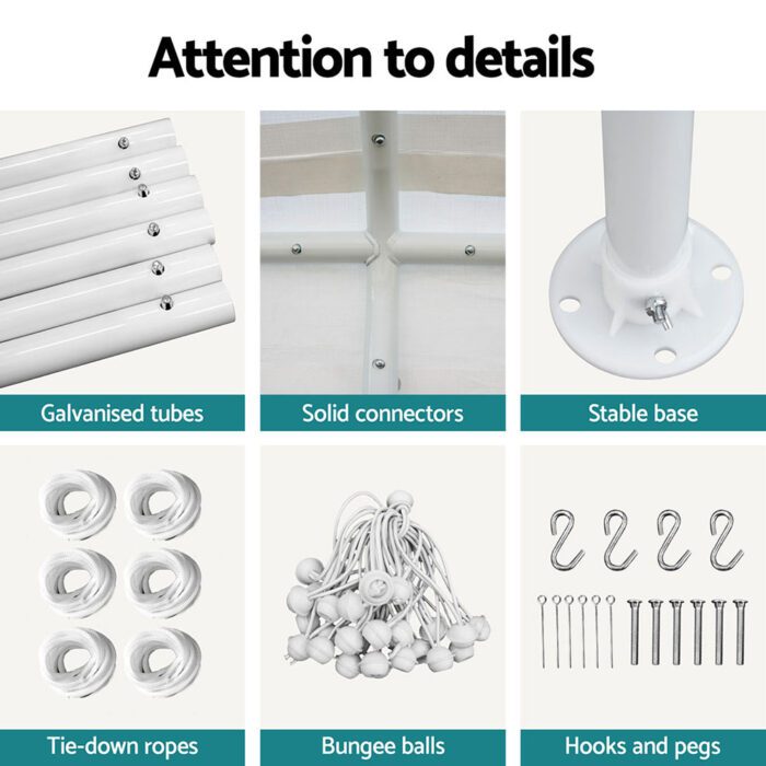 Instahut Carports 3x6m Carport Kits Steel Shelter Gazebo Canopy Garage Portable Garden Shed - Image 6