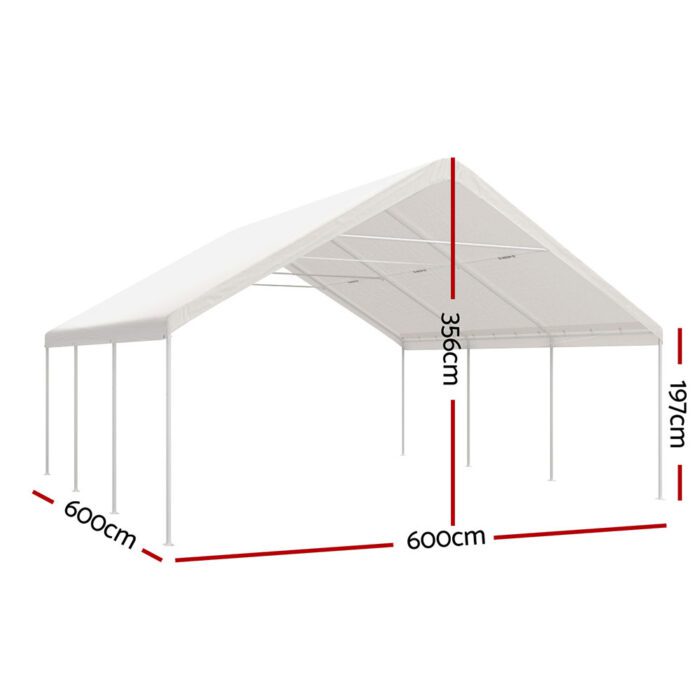 Instahut Carports 6x6m Carport Kits Steel Shelter Gazebo Canopy Garage Portable Garden Shed - Image 2