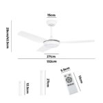 Vevare 52" Ceiling Fan with Light DC Remote Control 5 Speed White - Image 9