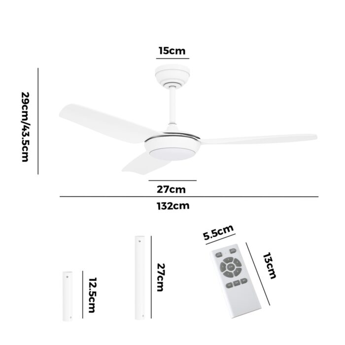 Vevare 52" Ceiling Fan with Light DC Remote Control 5 Speed White - Image 9
