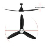 Devanti 64 Inch Ceiling Fan DC Motor w/Light w/Remote - Black - Image 2