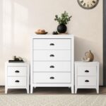 Oikiture 4 Chest of Drawers and 2 Bedside Tables Vintage Bedroom Set White - Image 6