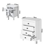 Oikiture 4 Chest of Drawers and 2 Bedside Tables Vintage Bedroom Set White - Image 5