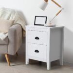 Oikiture 4 Chest of Drawers and 2 Bedside Tables Vintage Bedroom Set White - Image 8