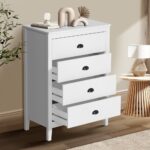 Oikiture 4 Chest of Drawers and 2 Bedside Tables Vintage Bedroom Set White - Image 4
