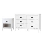 Oikiture 6 Chest of Drawers and Bedside Table Vintage Bedroom Set