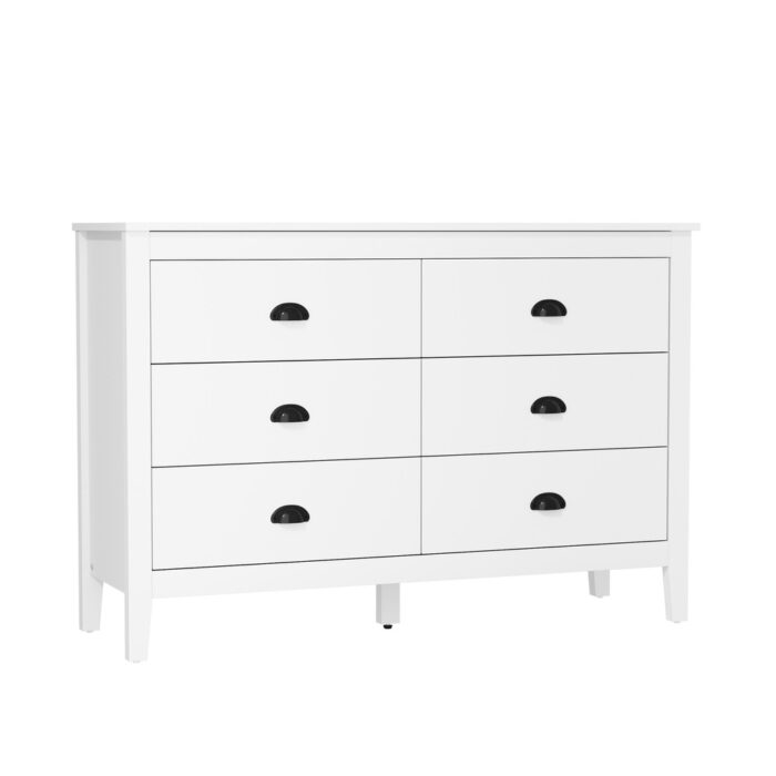 Oikiture 6 Chest of Drawers and Bedside Table Vintage Bedroom Set - Image 8