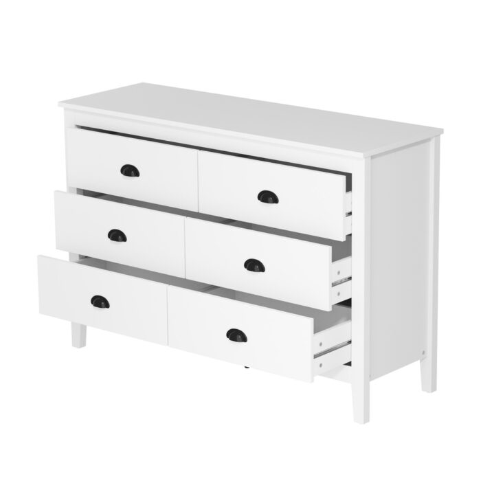 Oikiture 6 Chest of Drawers and Bedside Table Vintage Bedroom Set - Image 2