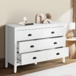 Oikiture 6 Chest of Drawers and Bedside Table Vintage Bedroom Set - Image 6