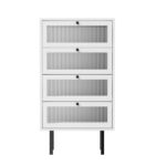 Oikiture 4 Chest of Drawers Tallboy Dresser Cabinet White Set of 2 - Image 8