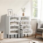 Oikiture 4 Chest of Drawers Tallboy Dresser Cabinet White Set of 2 - Image 6