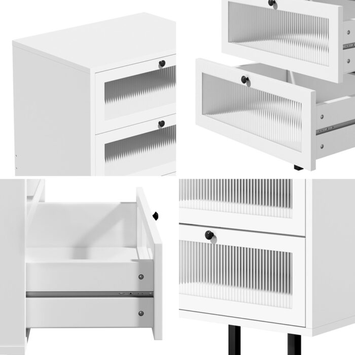 Oikiture 4 Chest of Drawers Tallboy Dresser Cabinet White Set of 2 - Image 2