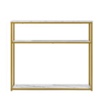 Oikiture Console Table Metal Frame 3-tier White&Gold - Image 8