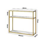 Oikiture Console Table Metal Frame 3-tier White&Gold - Image 7