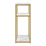 Oikiture Console Table Metal Frame 3-tier White&Gold - Image 6