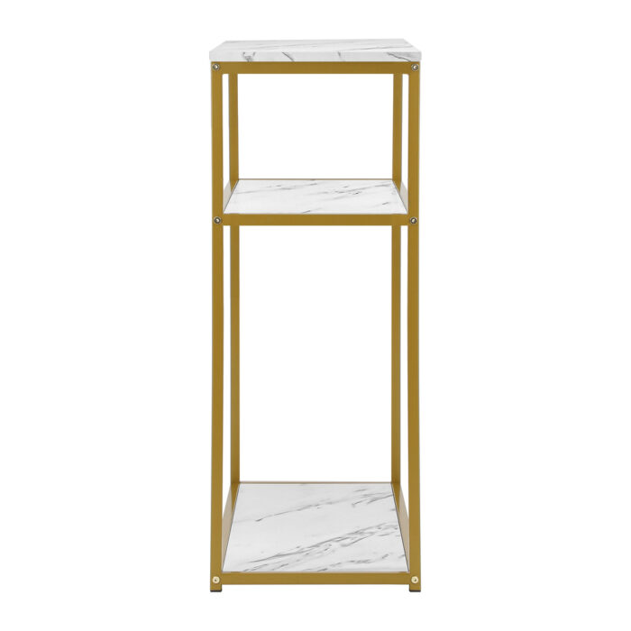 Oikiture Console Table Metal Frame 3-tier White&Gold - Image 6