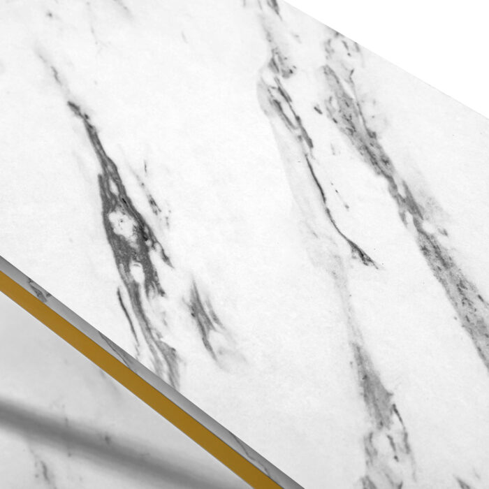 Oikiture Console Table Metal Frame 3-tier White&Gold - Image 4