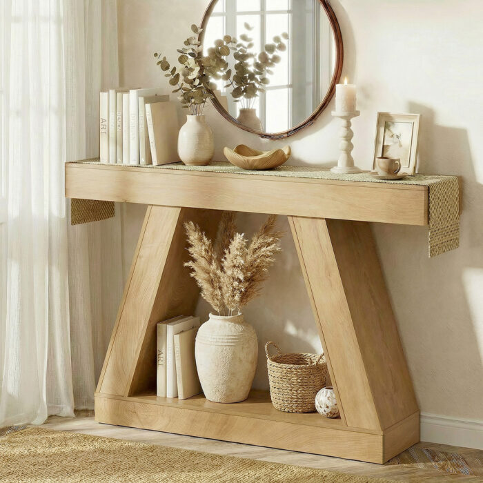 Oikiture Console Table Hallway Narrow Table Entryway Display Shelf - Image 9