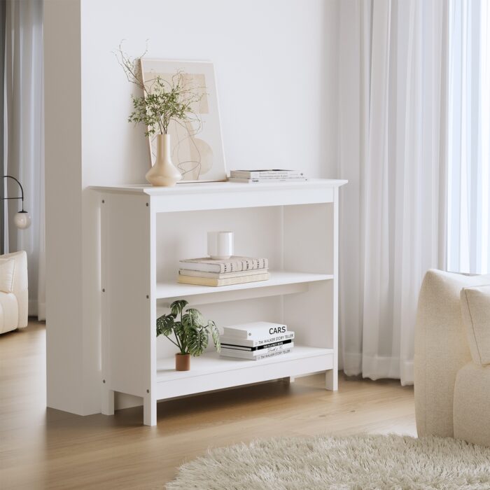 Oikiture 3-Tier Console Table Open Shelf Wooden White - Image 10