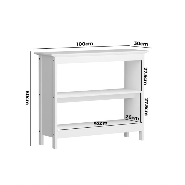 Oikiture 3-Tier Console Table Open Shelf Wooden White - Image 3