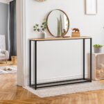 Oikiture Console Table Wooden Tabletop Black&Wood - Image 3