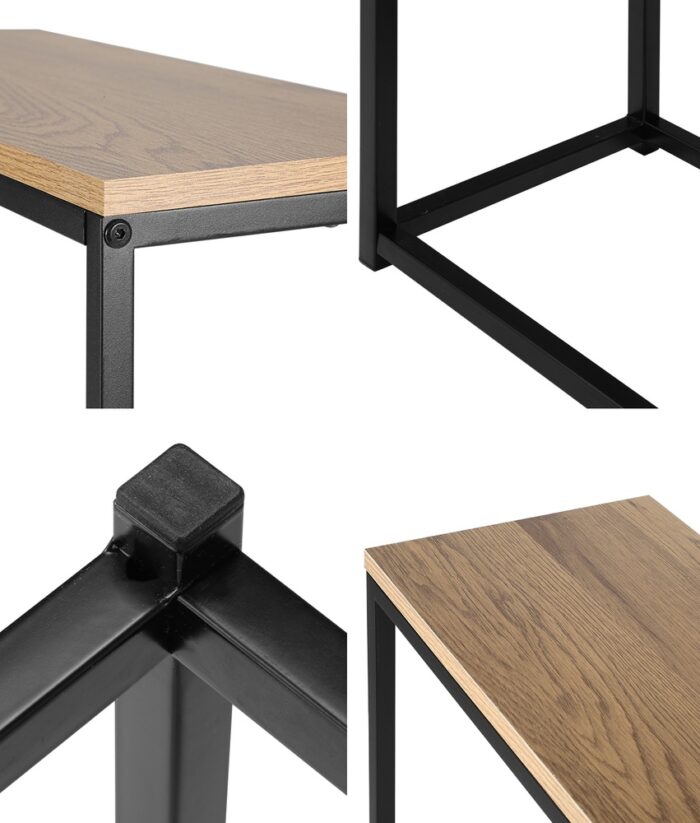 Oikiture Console Table Wooden Tabletop Black&Wood - Image 10