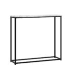 Oikiture Console Table Marble-look Iron Black&White