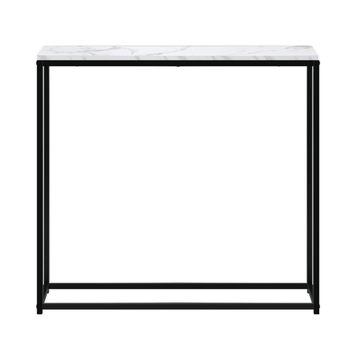 Oikiture Console Table Marble-look Iron Black&White - Image 7