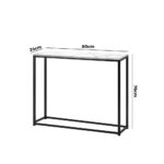 Oikiture Console Table Marble-look Iron Black&White - Image 3