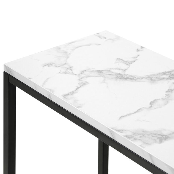 Oikiture Console Table Marble-look Iron Black&White - Image 4